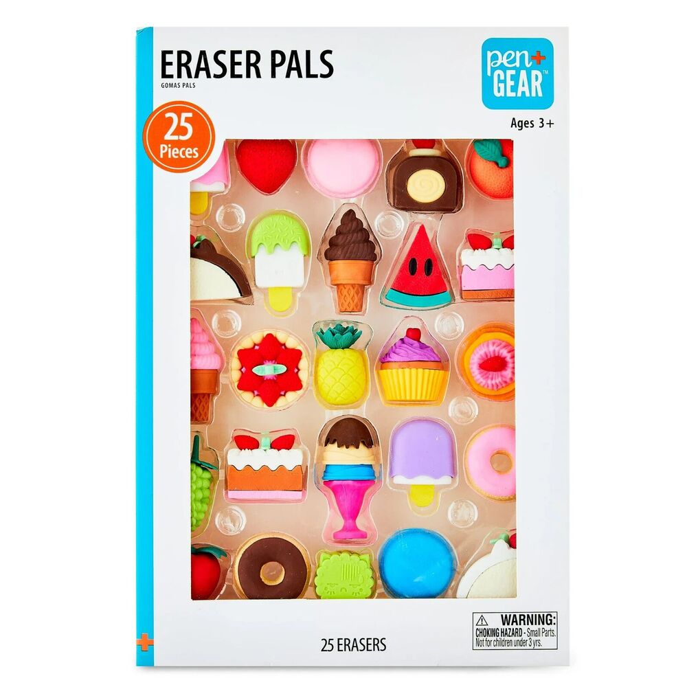 Pen+Gear Eraser Pals Sweet Treats 25-pc Smudge Latex Free Back to School Gift